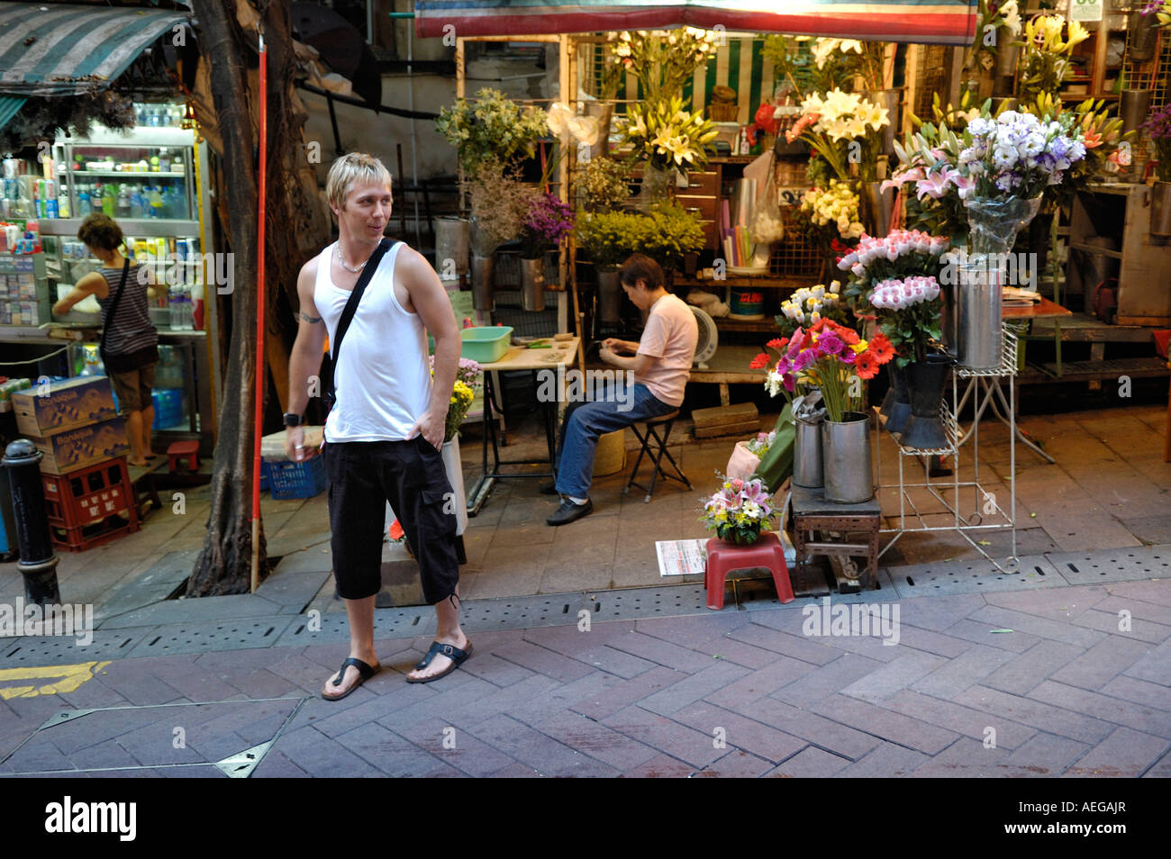 Flower shop in Lan Kwai Fong Hong Kong Stock Photo Alamy