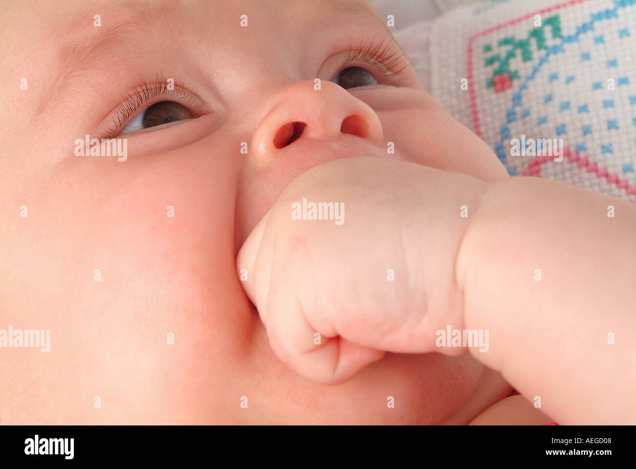 Baby fear hand mouth expression emotion person people kid child baby Stock  Photo - Alamy