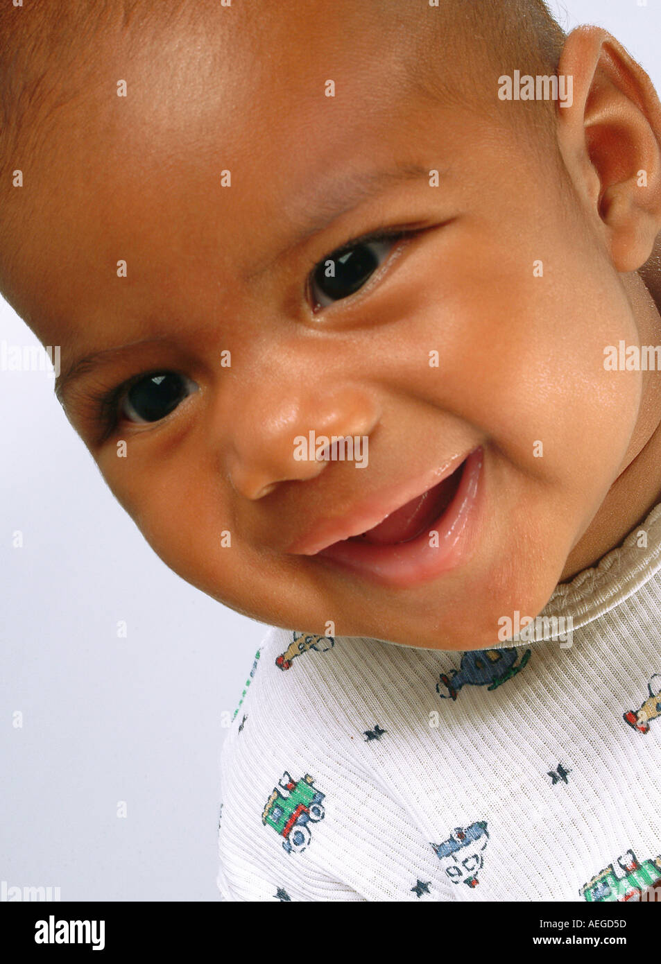 black chubby cute staring cheeky smile big closeup close up close up smiling happy happiness expression emotion person people ki Stock Photo