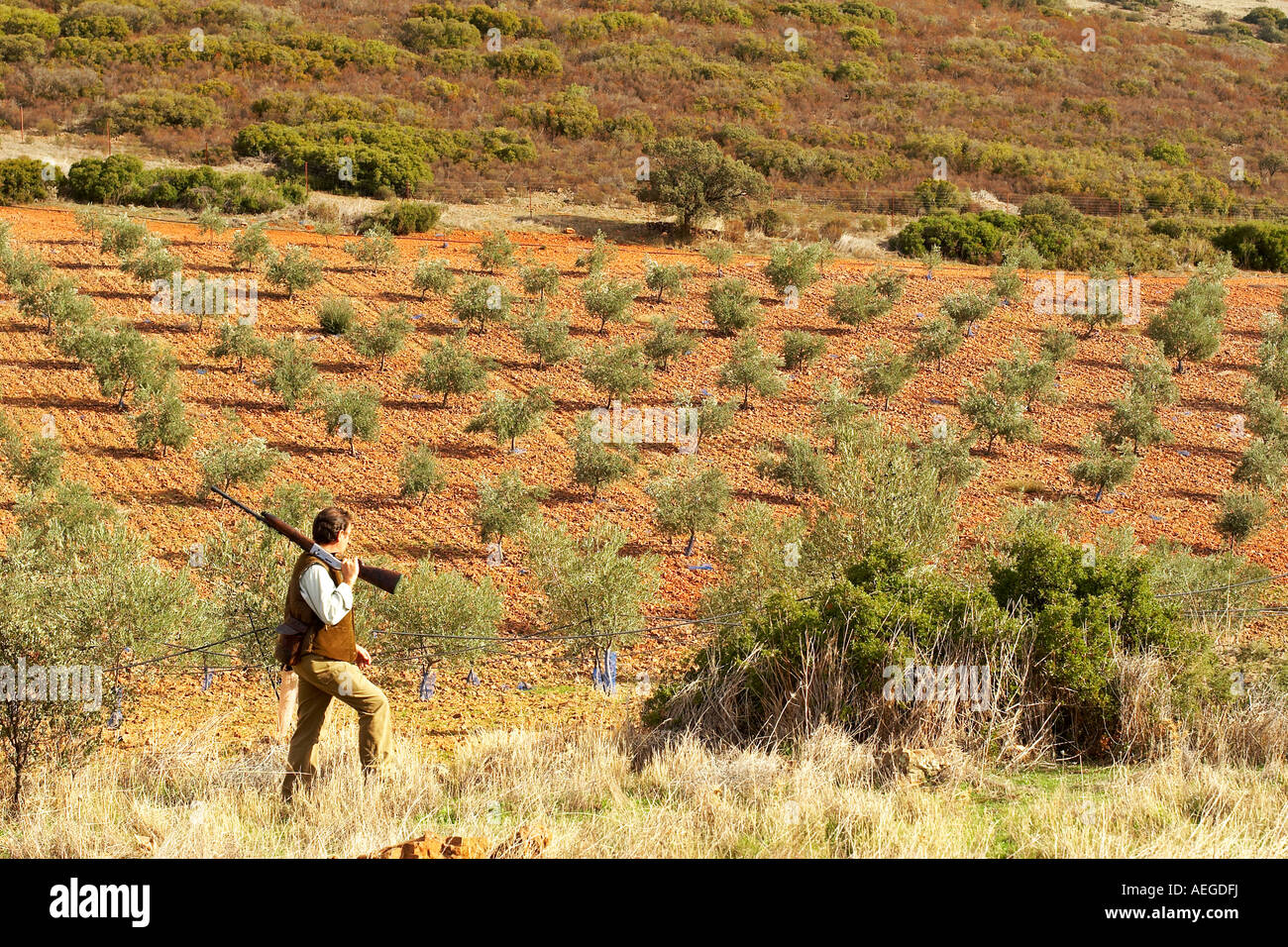 Man hunting La Mancha Spain Stock Photo