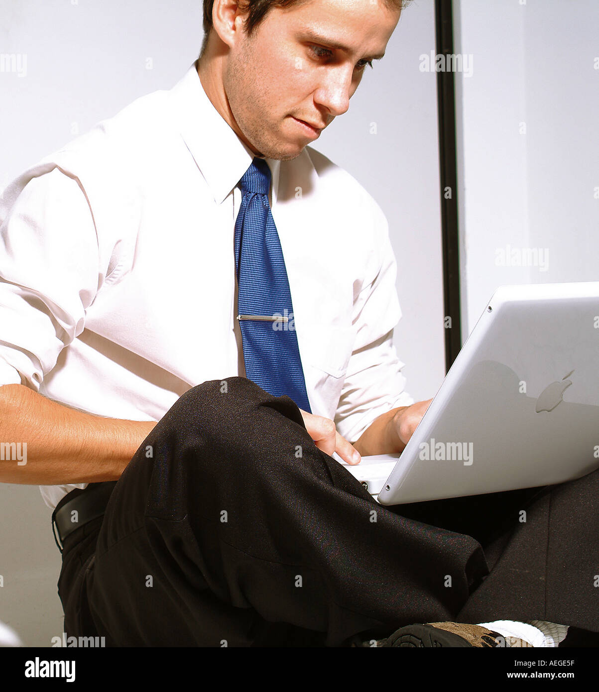 Businessman male person man working technology computer business out of office Stock Photo