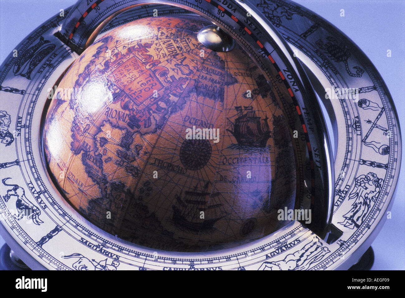 Office rings eliptical map globe Stock Photo