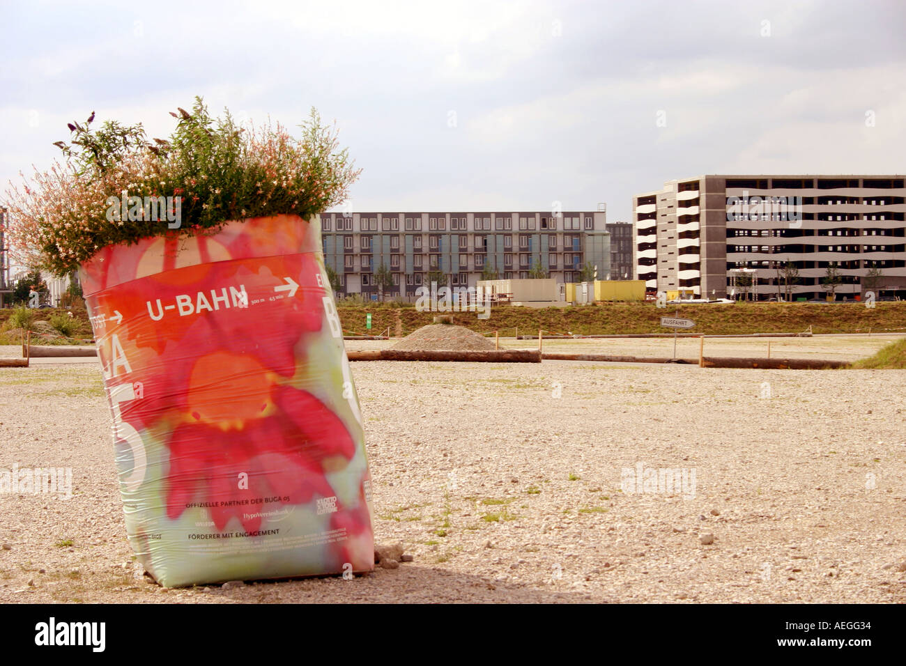 Buga advert and invitation near Underground Station Horticultural Show 2005 Munich Bavaria Germany Stock Photo