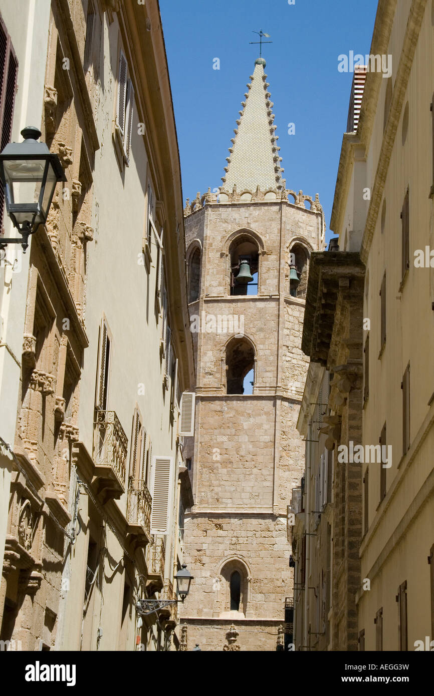Campanile Alghero Sardinia Italy Stock Photo