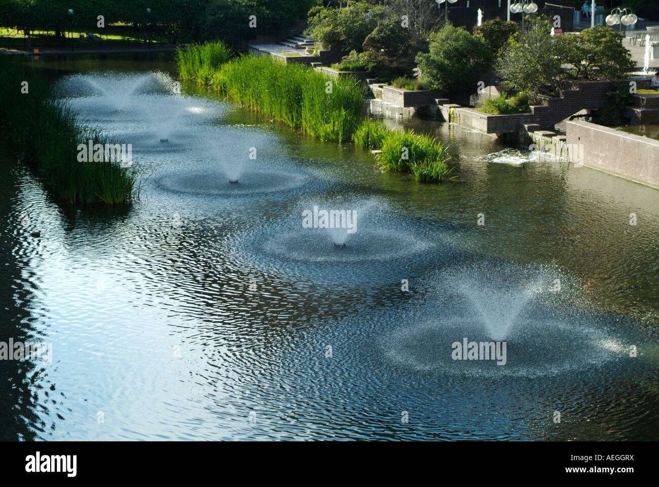 Fountains at Barbican Art Centre, London, England, UK Stock Photo Alamy