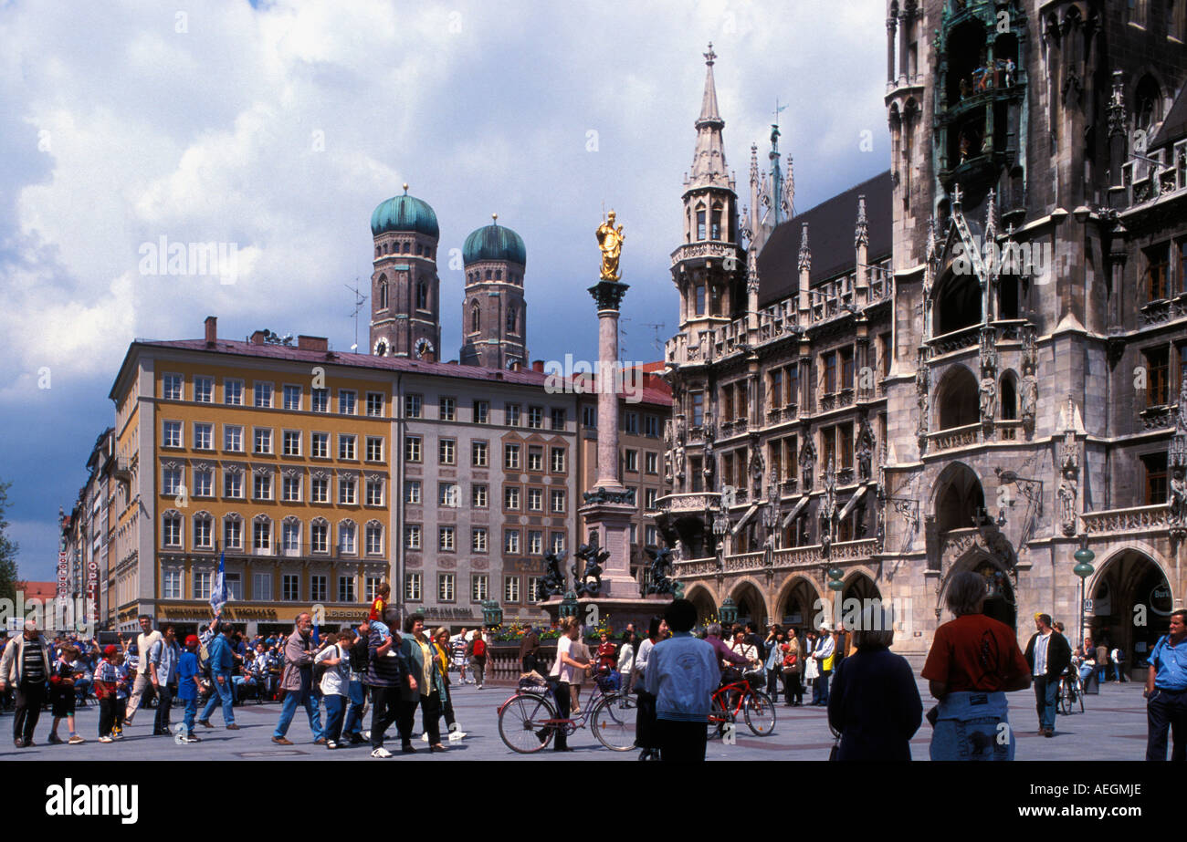 Germany Bavaria Munich Marienplatz and the New Town Hall Stock Photo