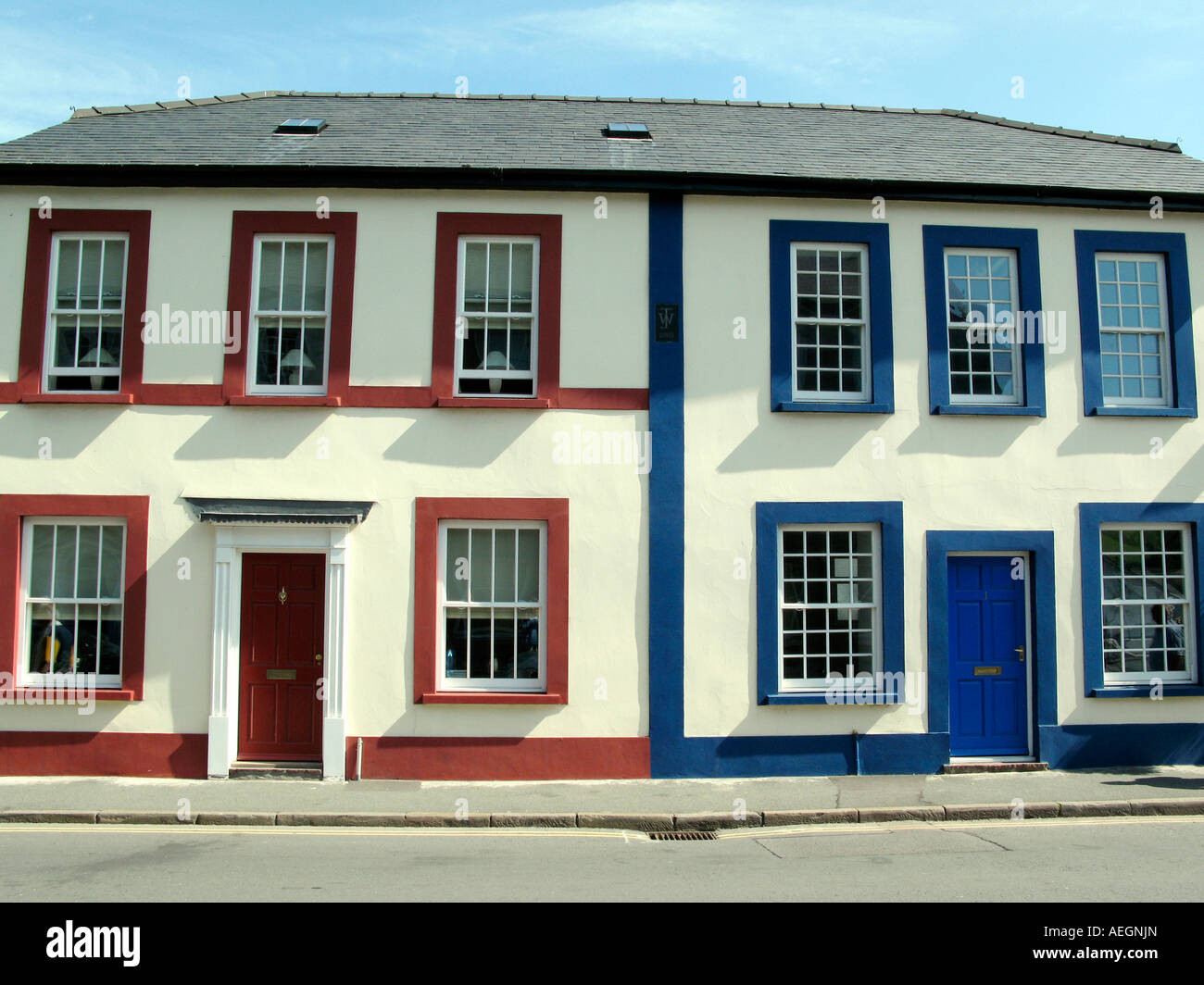 Georgian terraced town houses in the historic market town of Brecon Powys Wales UK Stock Photo