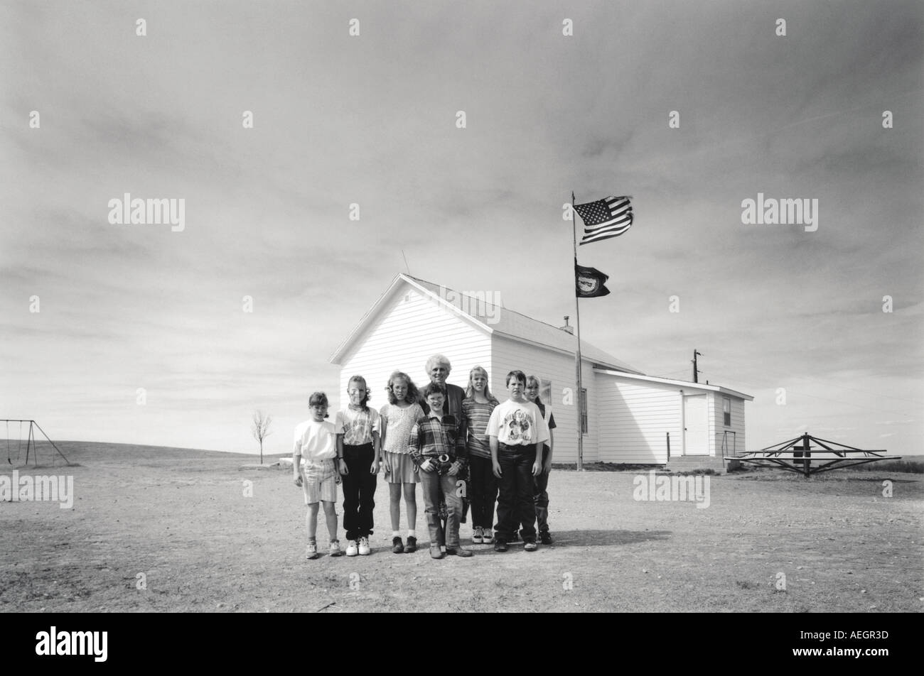USA Nebraska Millerton one room school house People Great Plains Stock