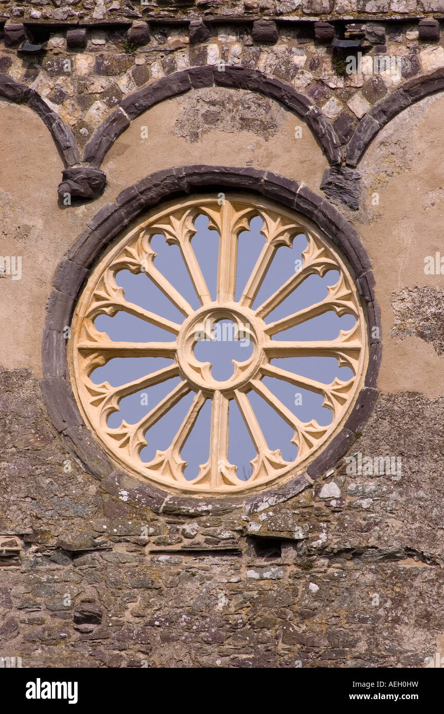 Rose Window Wall On The Bishops Palace, St Davids Carmarthen Wales number 2494 Stock Photo