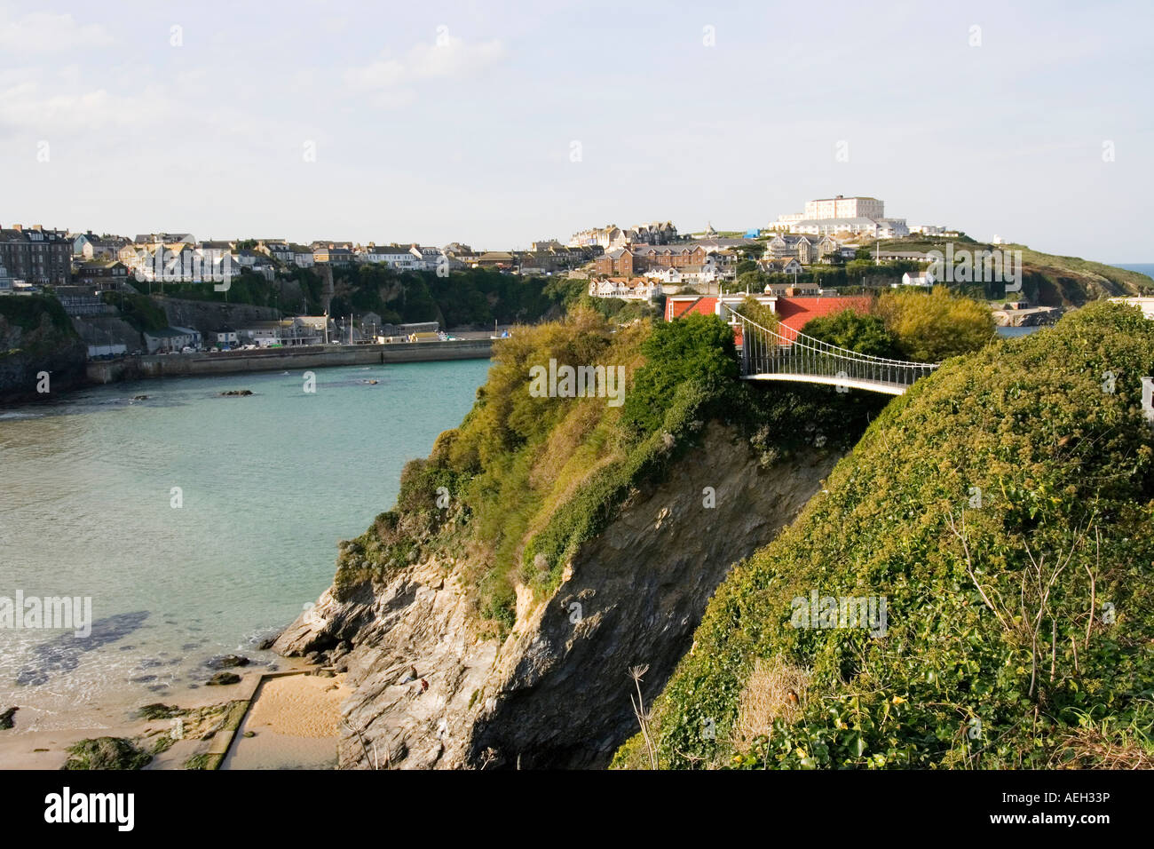 Newquay Cornwall dramatic bridge leading to The House in the Sea on