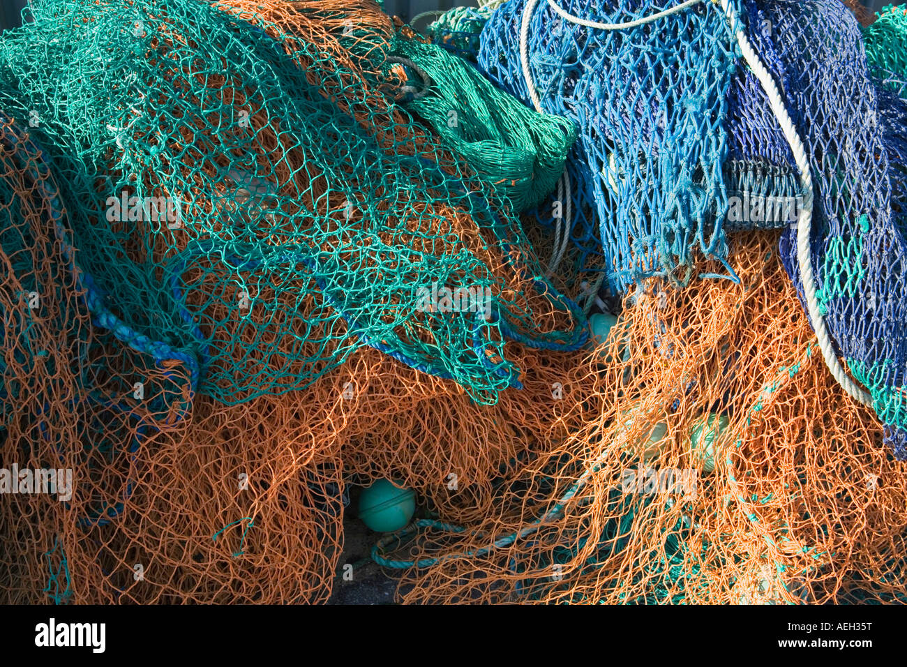 Labelled Fish Net Fishing nets and tackle Stock Photo - Alamy