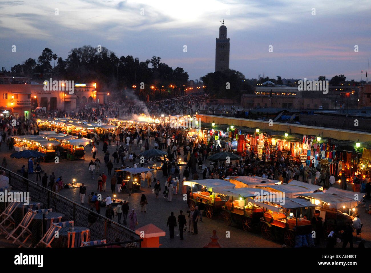 Morocco , Marrakesch , Djemaa el Fna or Djemaa El-Fna Souk , the ...