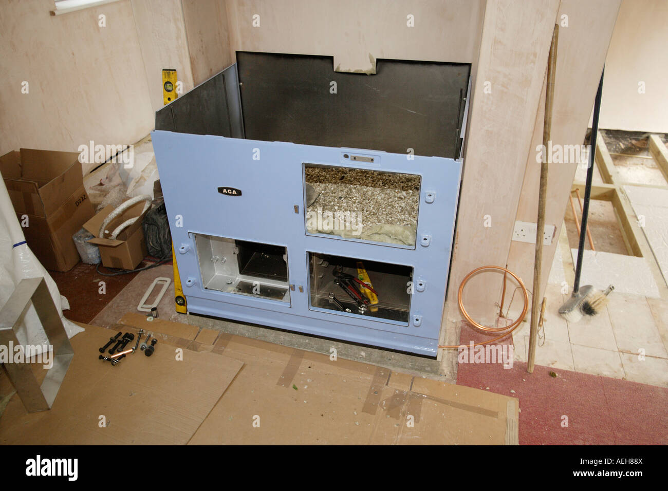 AGA cooker being built Stock Photo