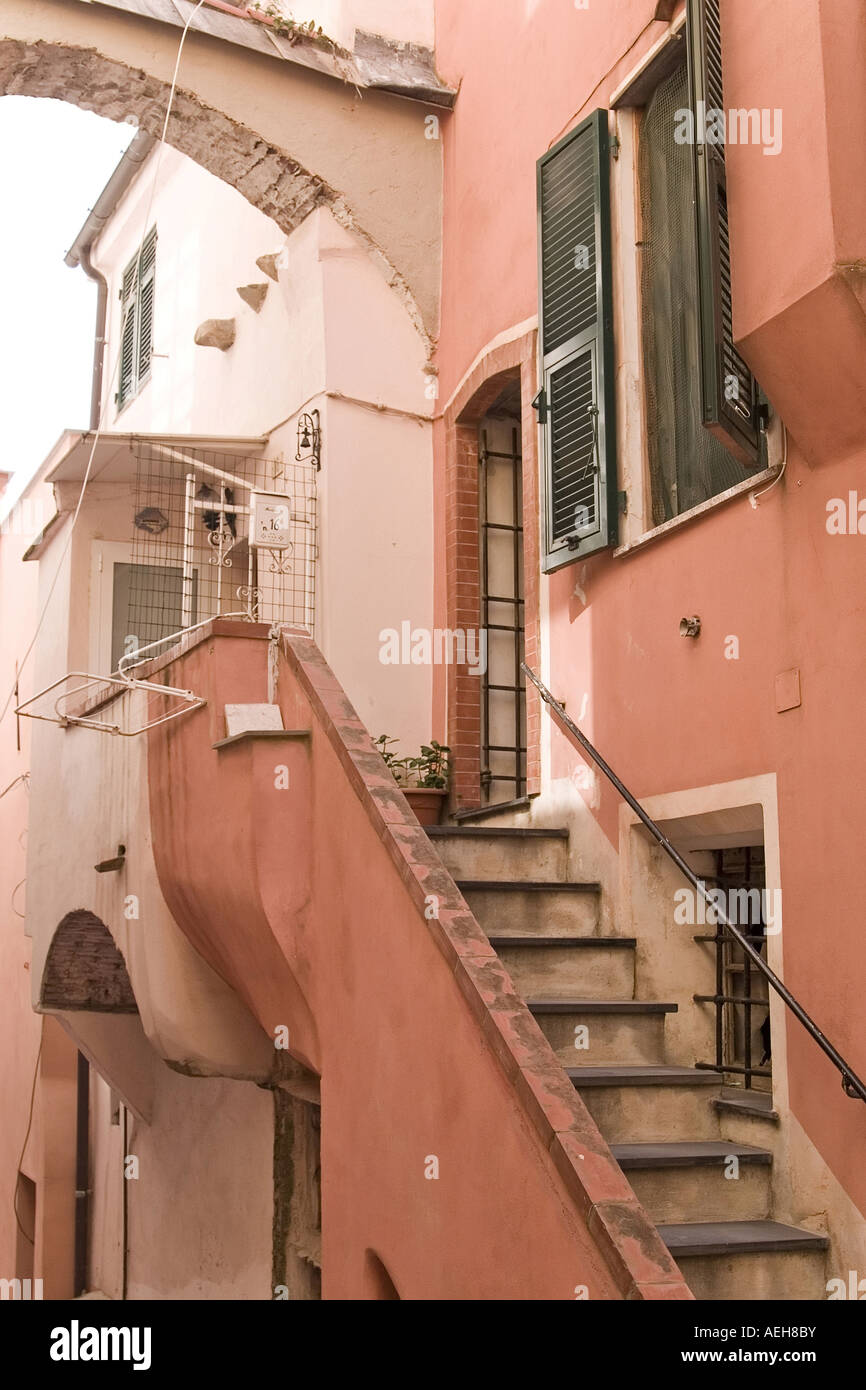 Apartments in the town of Loano during siesta time Stock Photo - Alamy