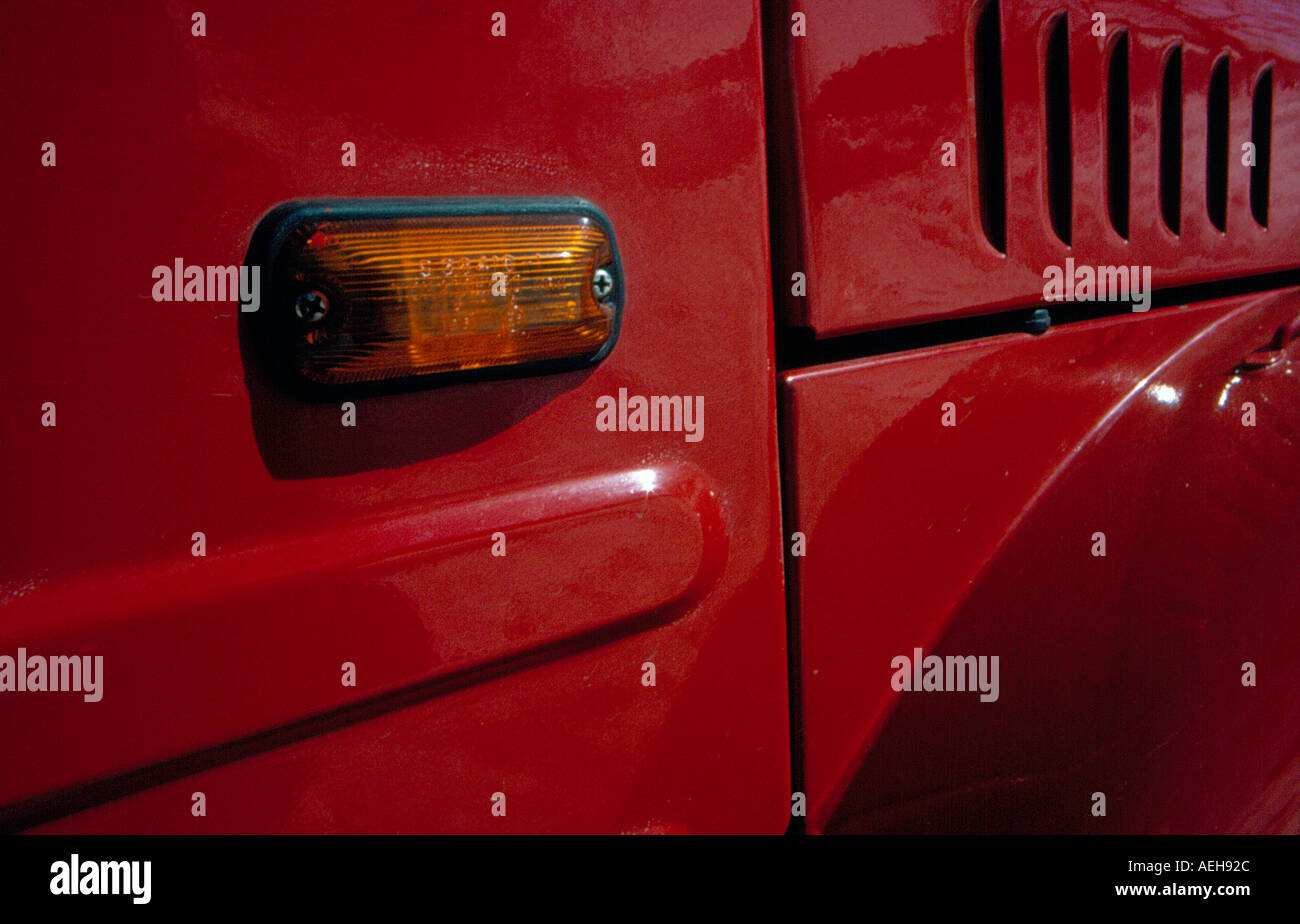 detail signal lamp and ventilation slot on  red Suzuki Jeep. Photo by Willy Matheisl Stock Photo