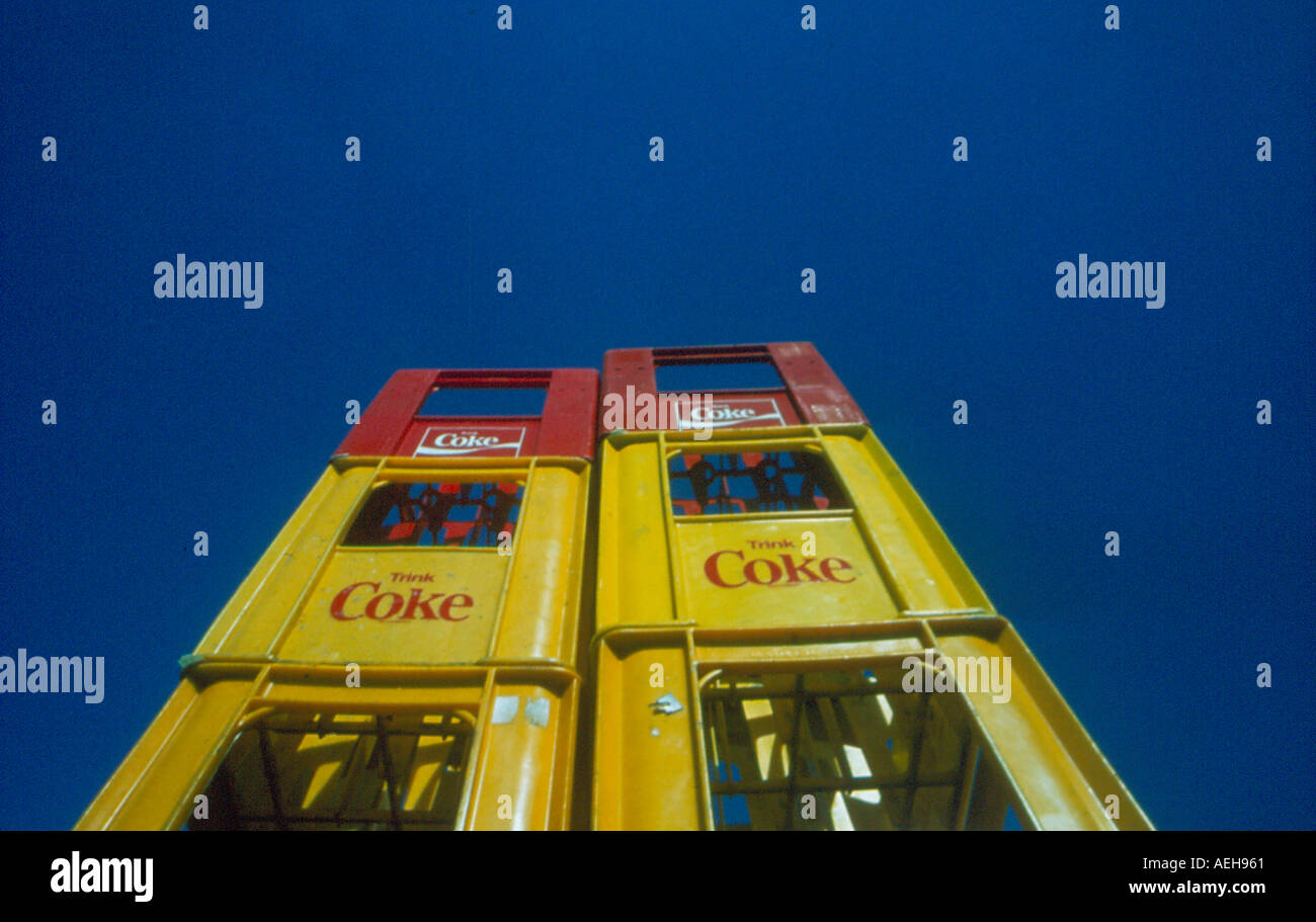 stack of coke bottle containers. Photo by Willy Matheisl Stock Photo