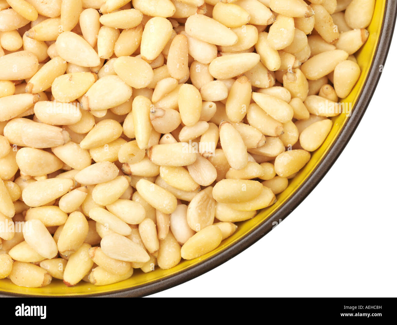 Bowl of Healthy Vegetarian Pine Kernels Or Nuts Against A white ...