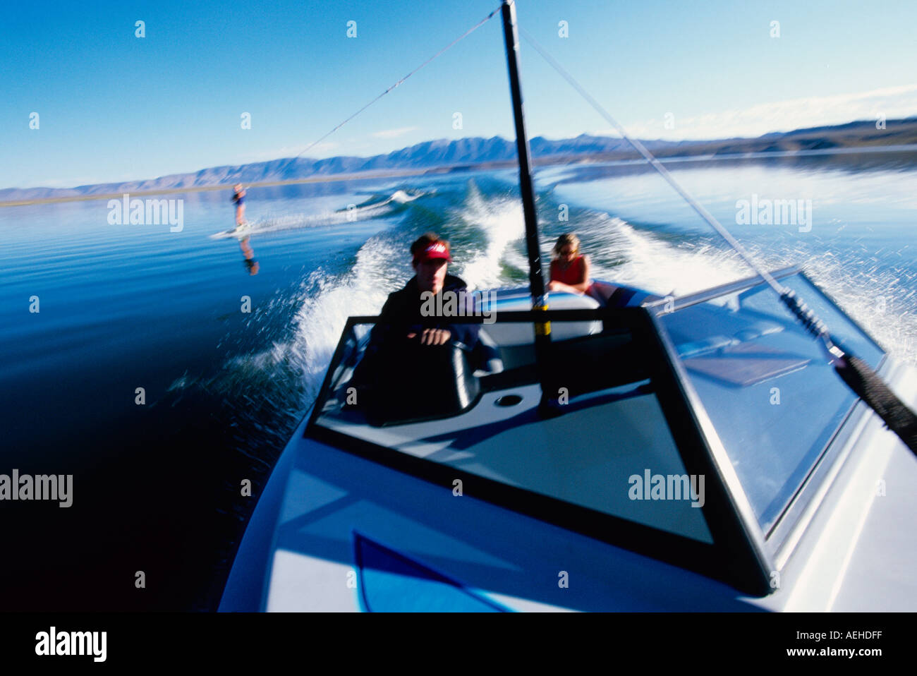 Wakeboarding on Crowley Lake near Mammoth Lakes California USA Stock