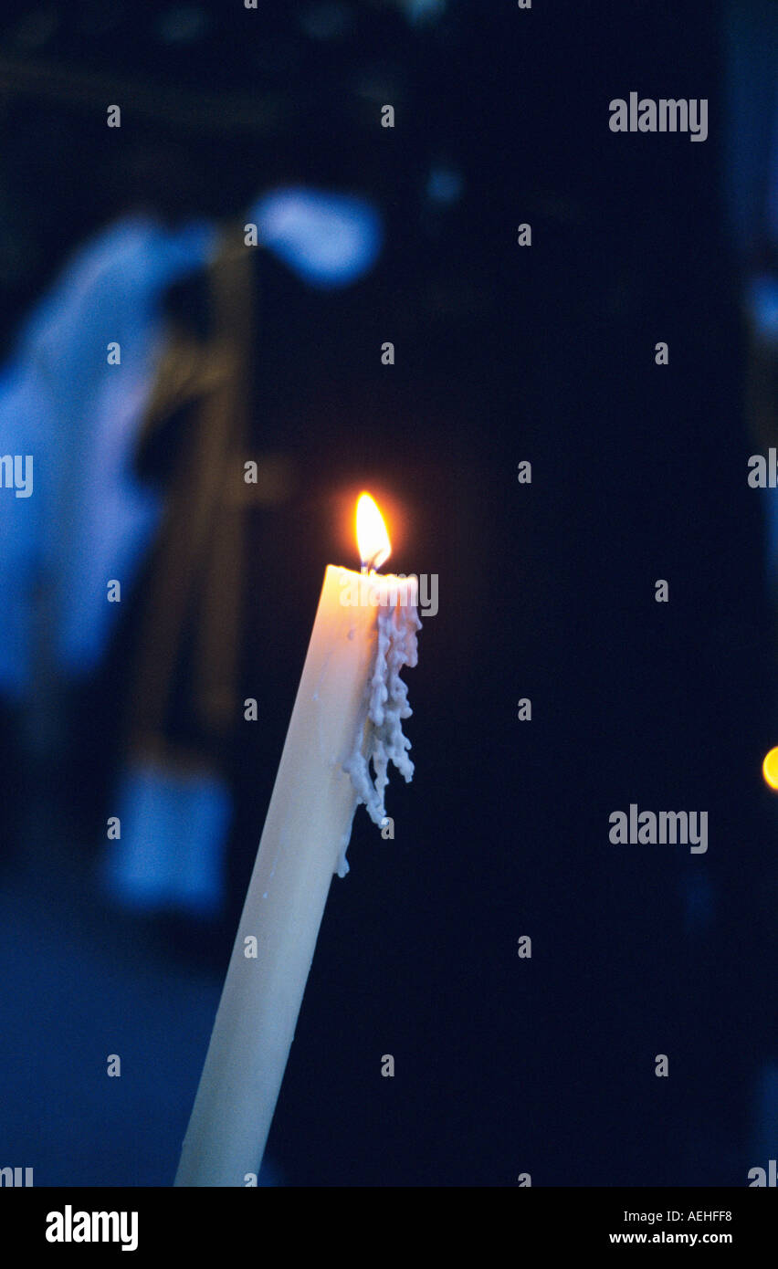 Semana Santa Holy week celebrations, candle burning, evening ...