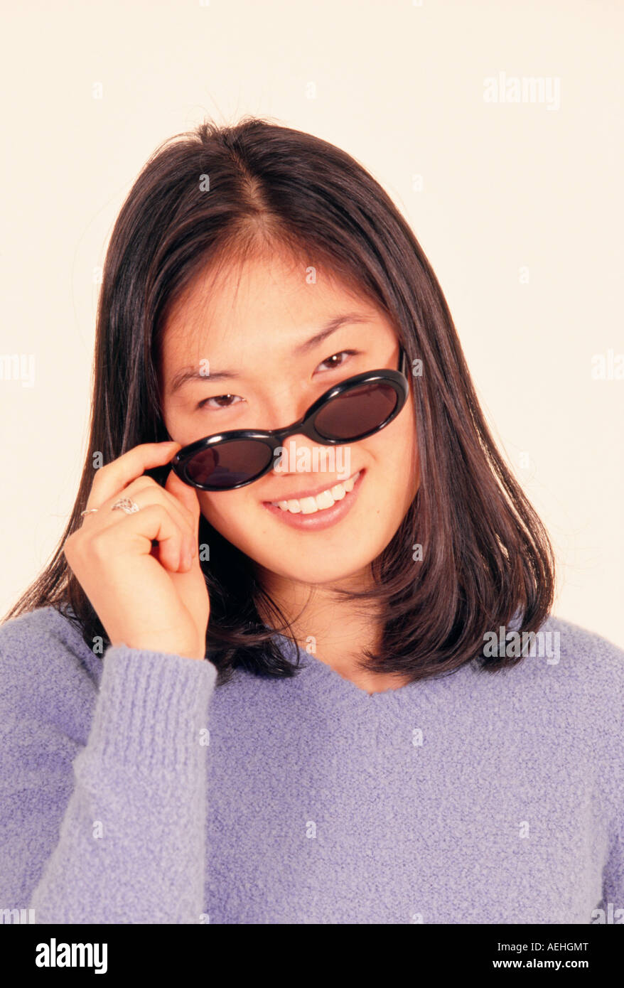 Long haired woman in sunglasses hi-res stock photography and images - Alamy