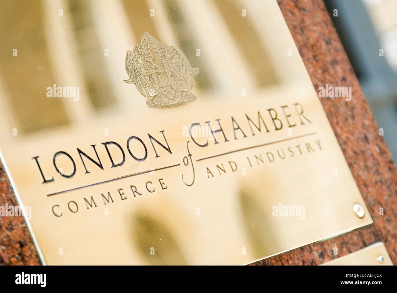 Plaque at the London Chamber of Commerce and Industry headquarters City of London UK Stock Photo