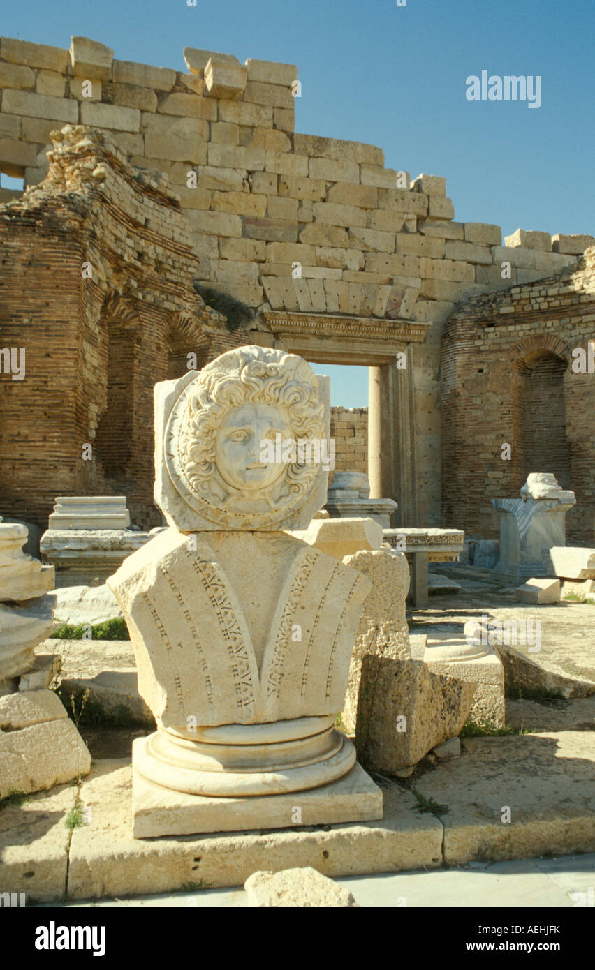 The Roman ruins of Leptis Magna Lybia Stock Photo