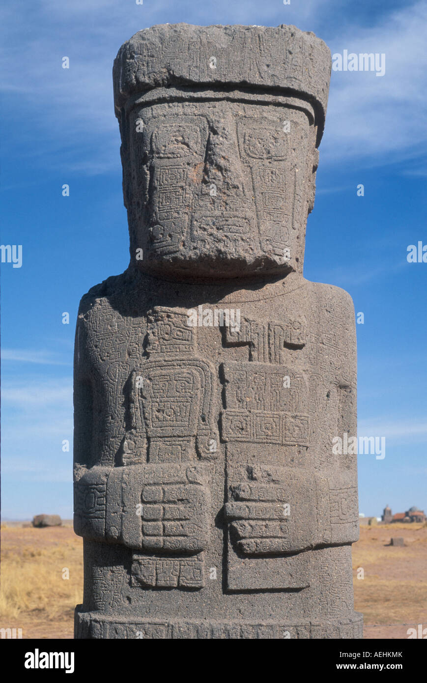 Bolivia, Tiwanaku pre-Inca ruins. Ponce Monolith, Built between 3rd and 7th century Stock Photo