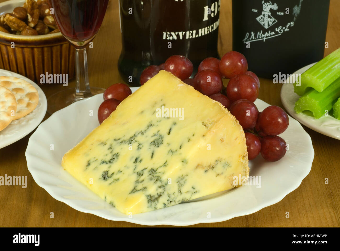 Port and stilton cheese Traditional food UK Stock Photo Alamy