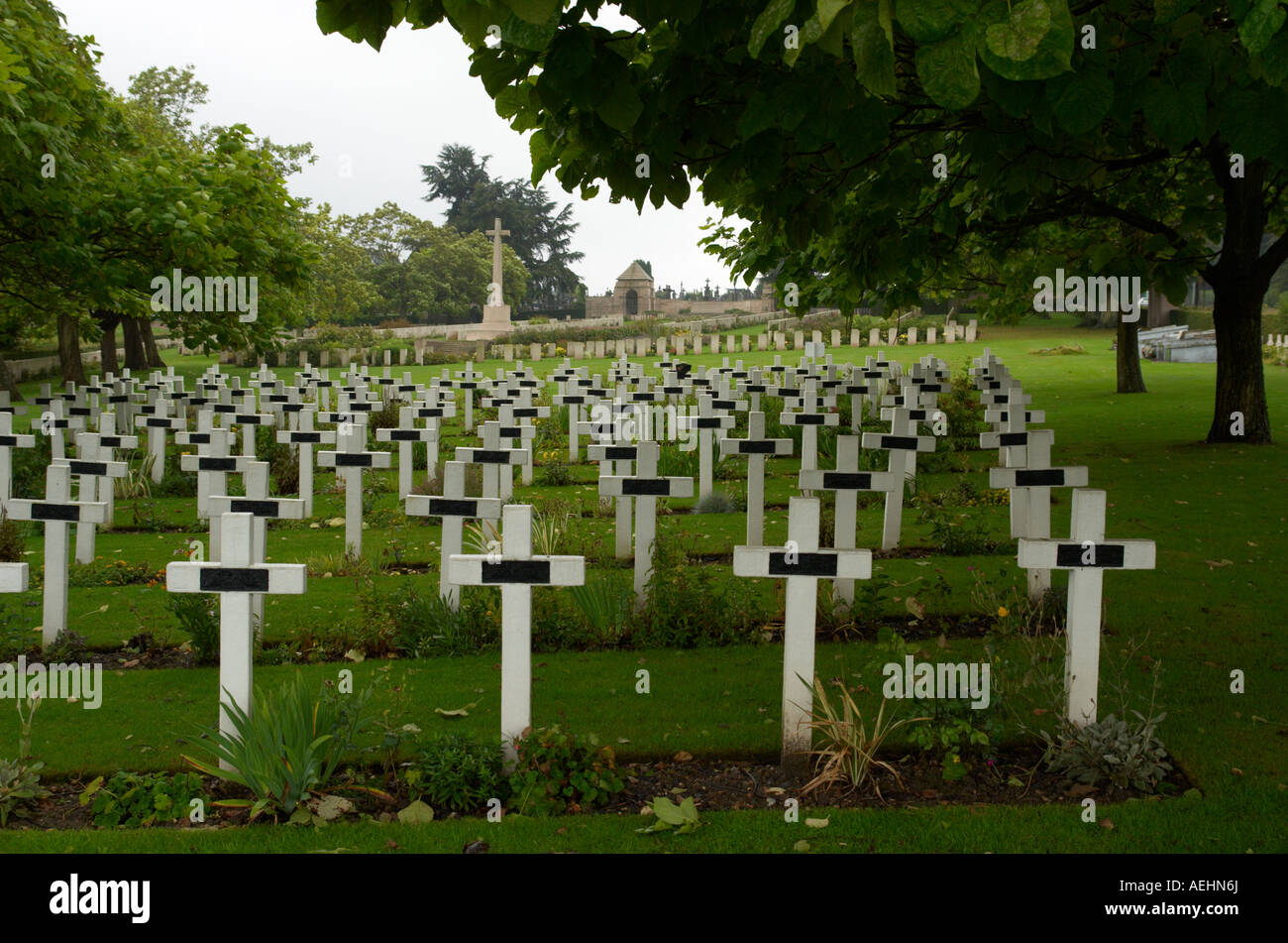 French WW1 graves at the Longuenesse Souvenir Cemetery Stock Photo