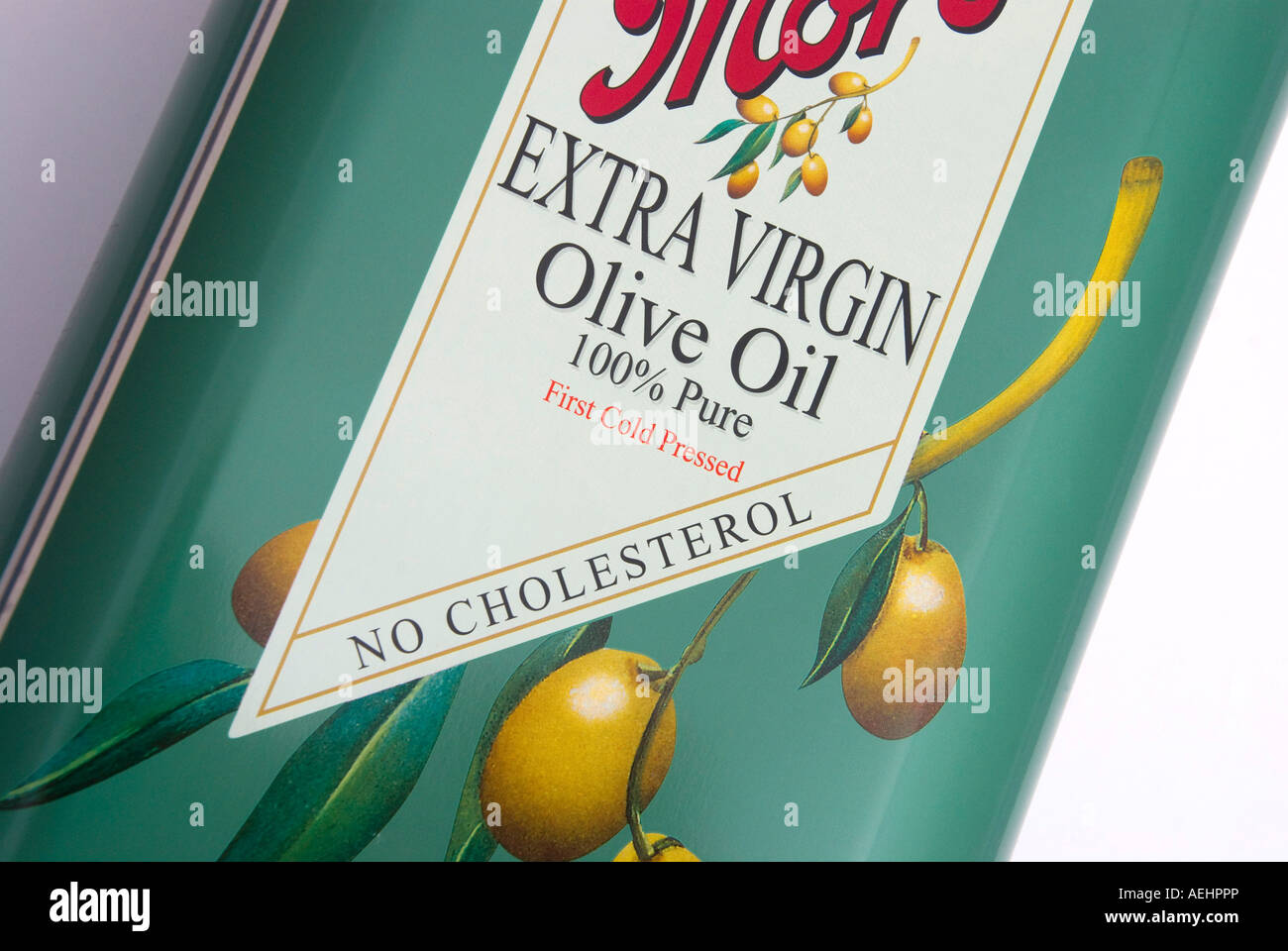 A 4 litre can of Spanish cold pressed virgin olive oil Stock Photo