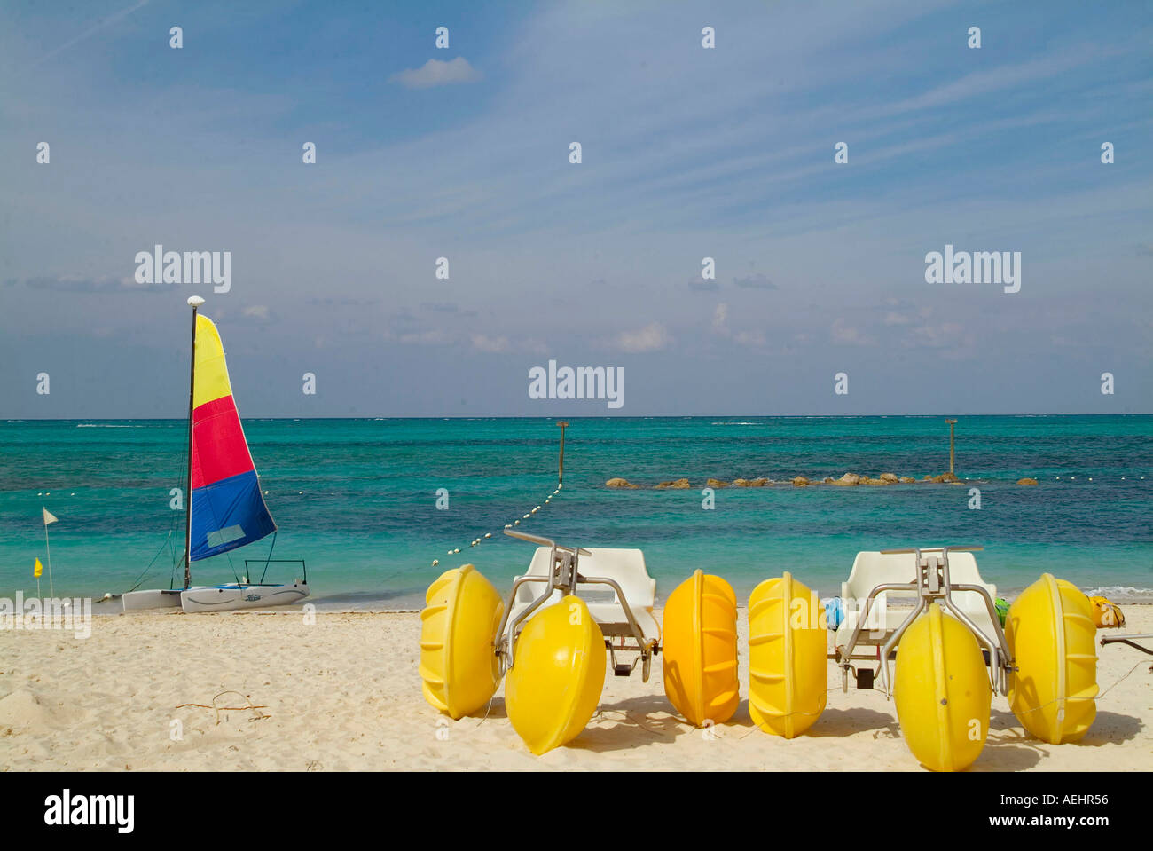 Bahamas Nassau water bicycles and sail at Cable Beach Stock Photo Alamy