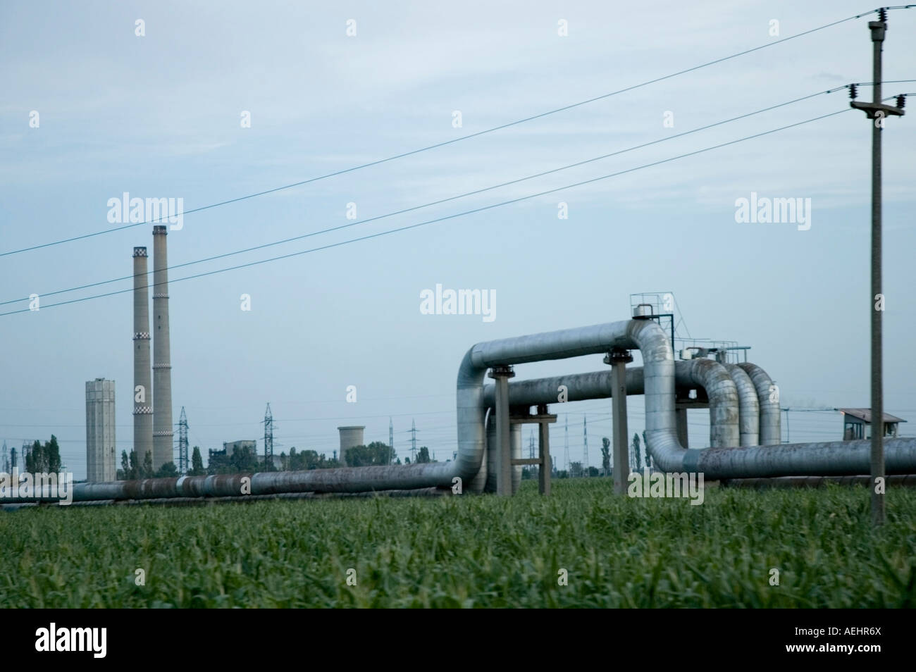 Pipelines outside Bucharest, near Ploiesti, Romania, Europe, EU Stock Photo