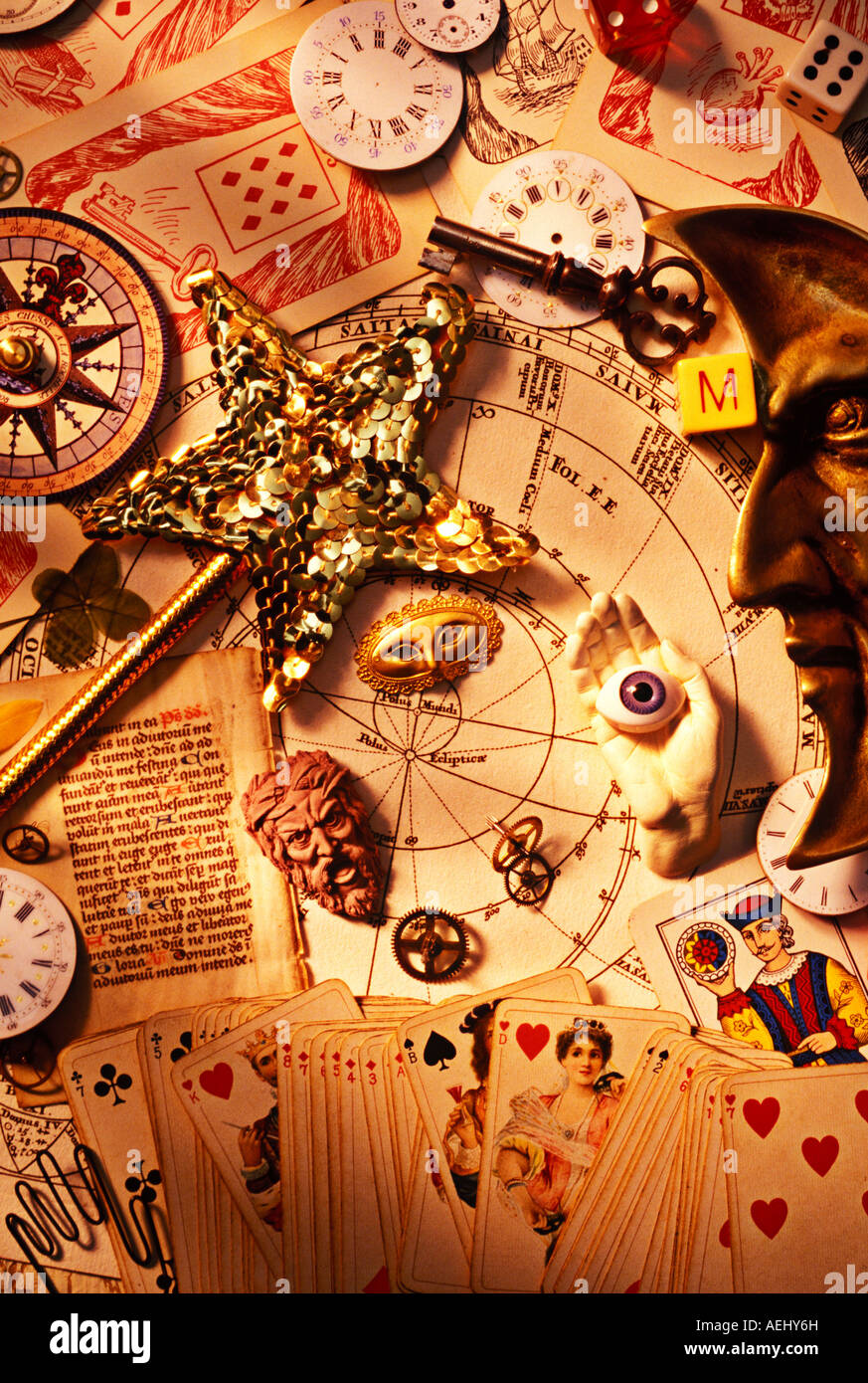 Magic wand among icons Stock Photo