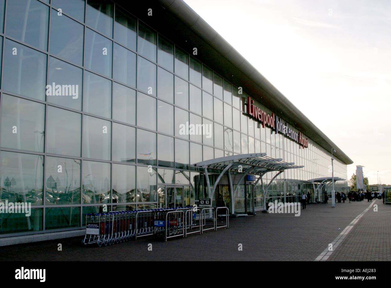 The Arrivals hall of the Liverpool John Lennon airport Stock Photo