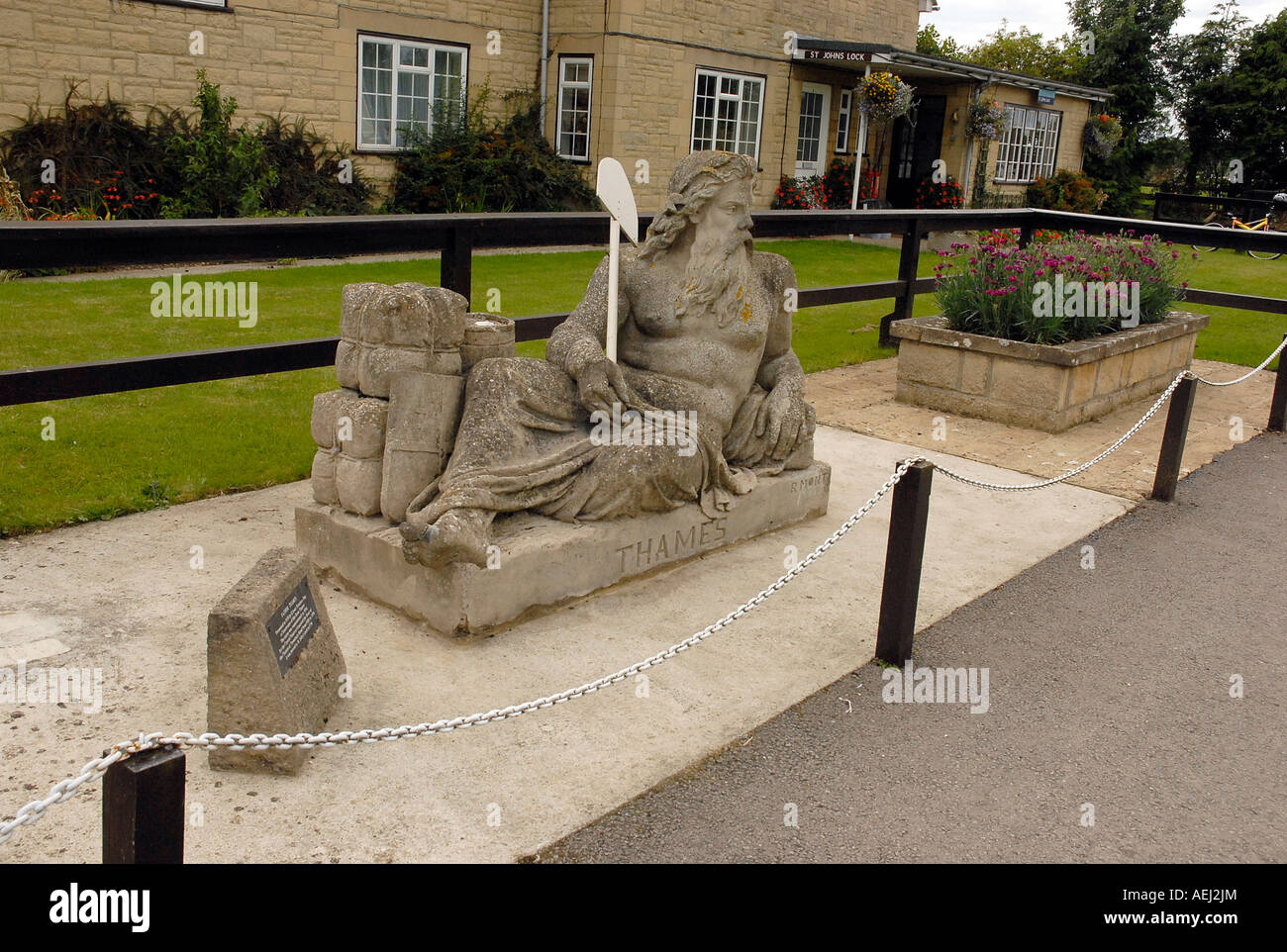 The Statue of Old Father Thames at St John's Lock, Lechlade, Gloucestershire, England Stock Photo