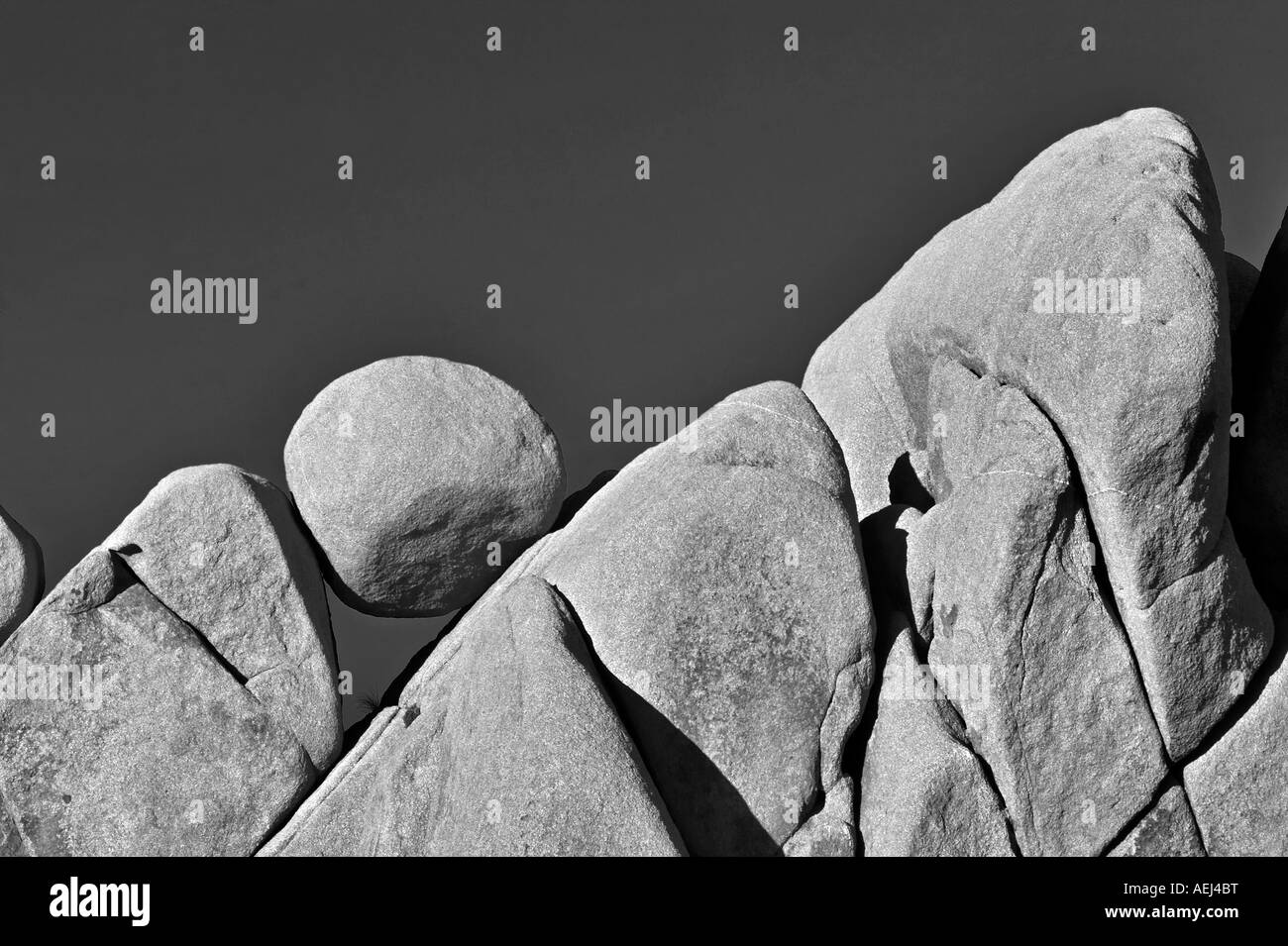 Round balancing rock Joshua Tree National Park California Stock Photo