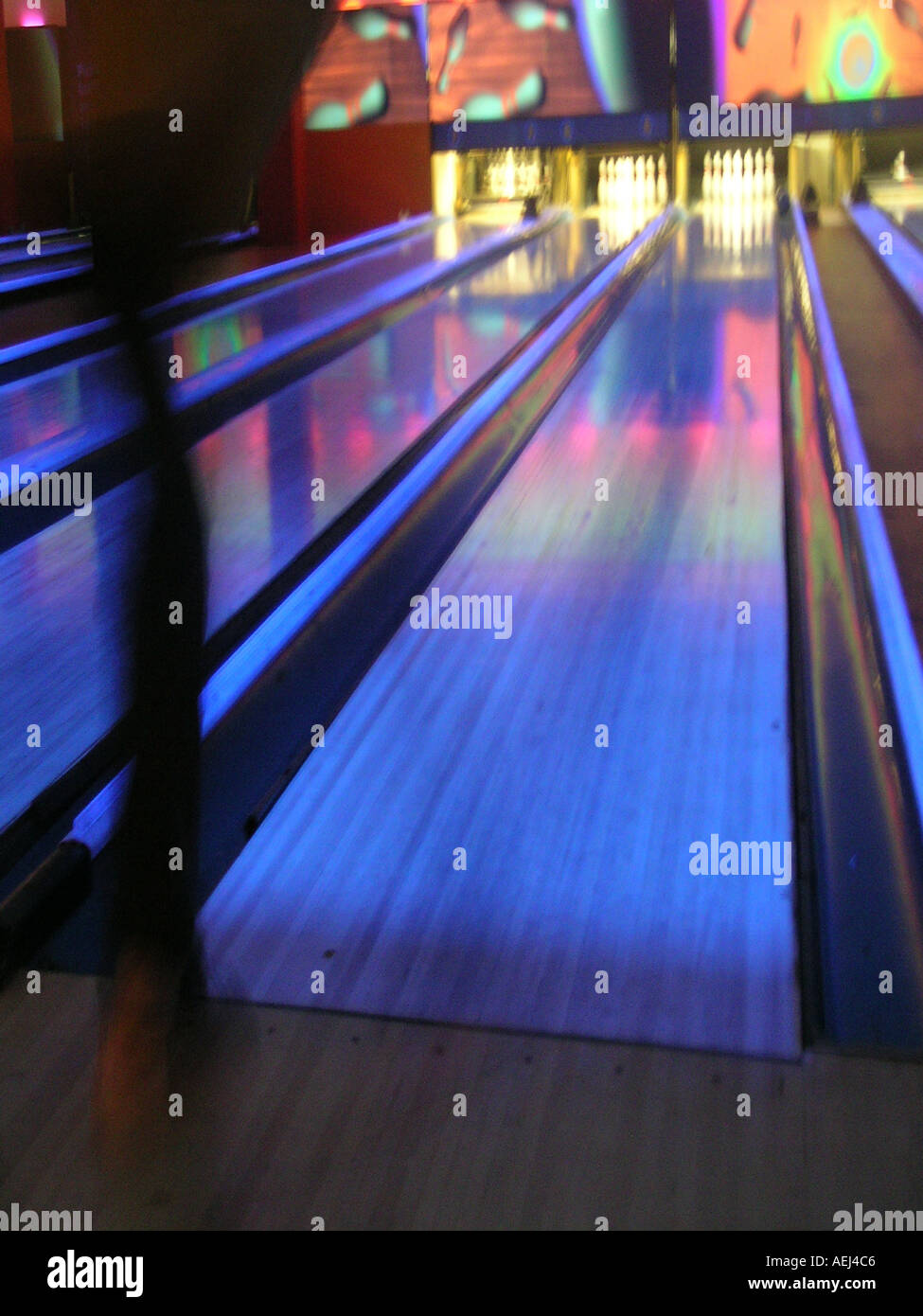 Ten pin bowling lane Stock Photo Alamy