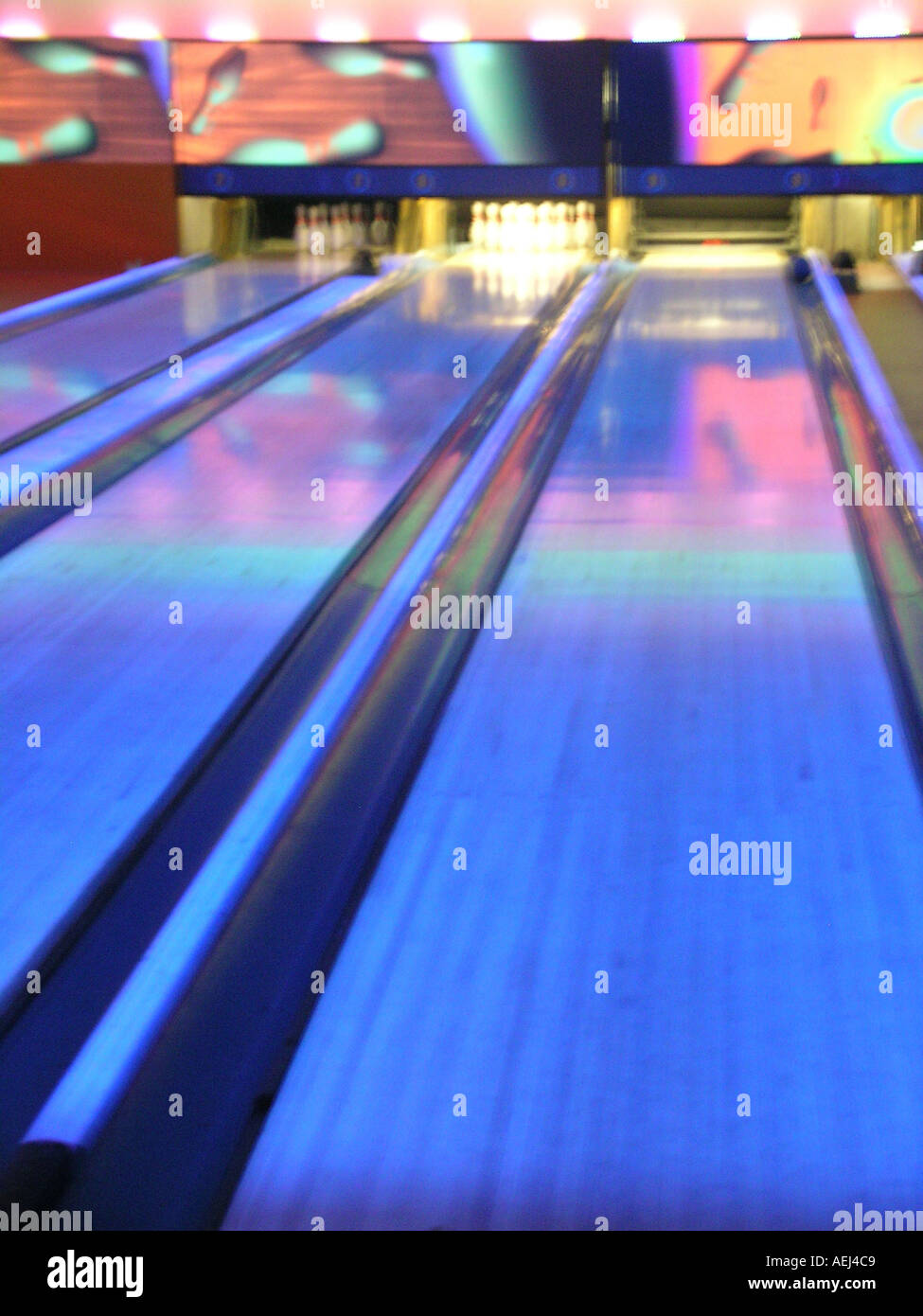 Ten pin bowling lane Stock Photo Alamy