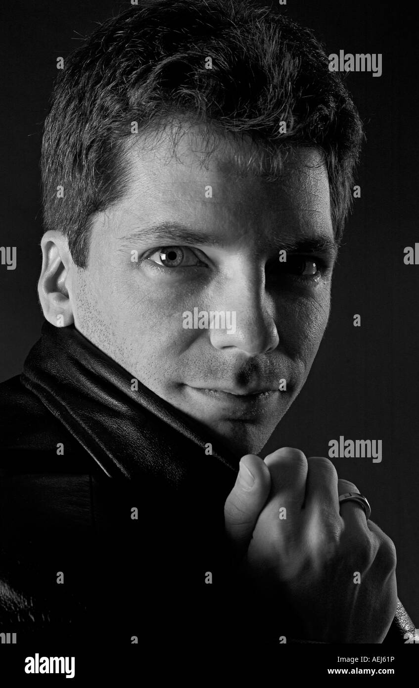 Black and white studio portrait of a man Stock Photo - Alamy