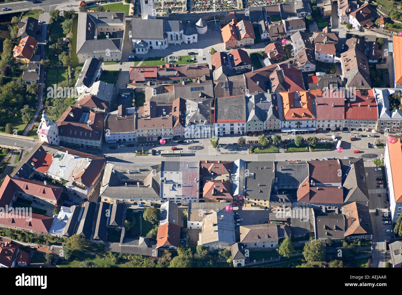 Little Tauern town Gmuend/Carinthia, aerial view, Carinthia, Austria Stock Photo