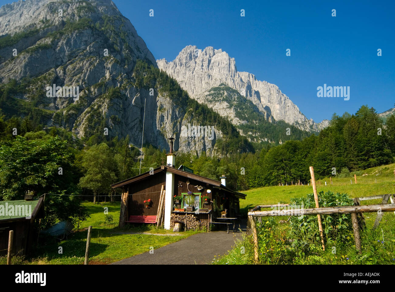 Latschenbrenner hut, Mountain hut, Schnaps Destillery, Kirchdorf i. T., Tyrol, Austria Stock Photo
