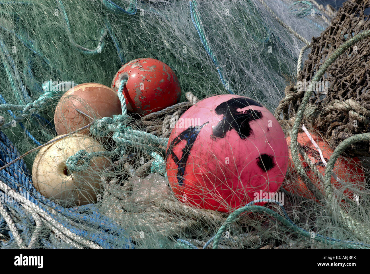 Bouys in Fishing Nets Stock Photo Alamy