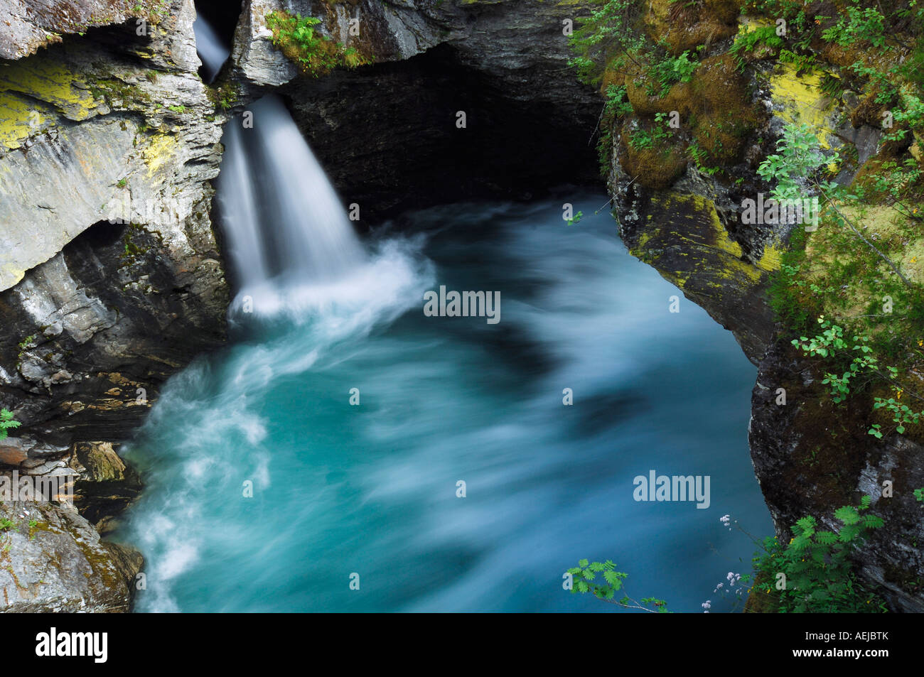 Waterfall at the Gudbrandsjuvet, Valldal, Norway, Scandinavia Stock Photo