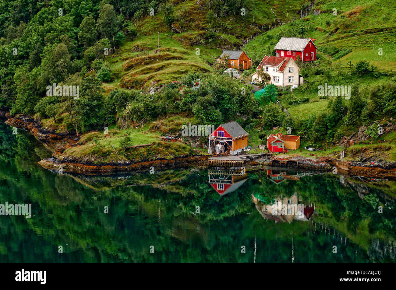 Settlement with timber buildings, Drangedal, Telemark, Norway, Scandinavia, Europe Stock Photo