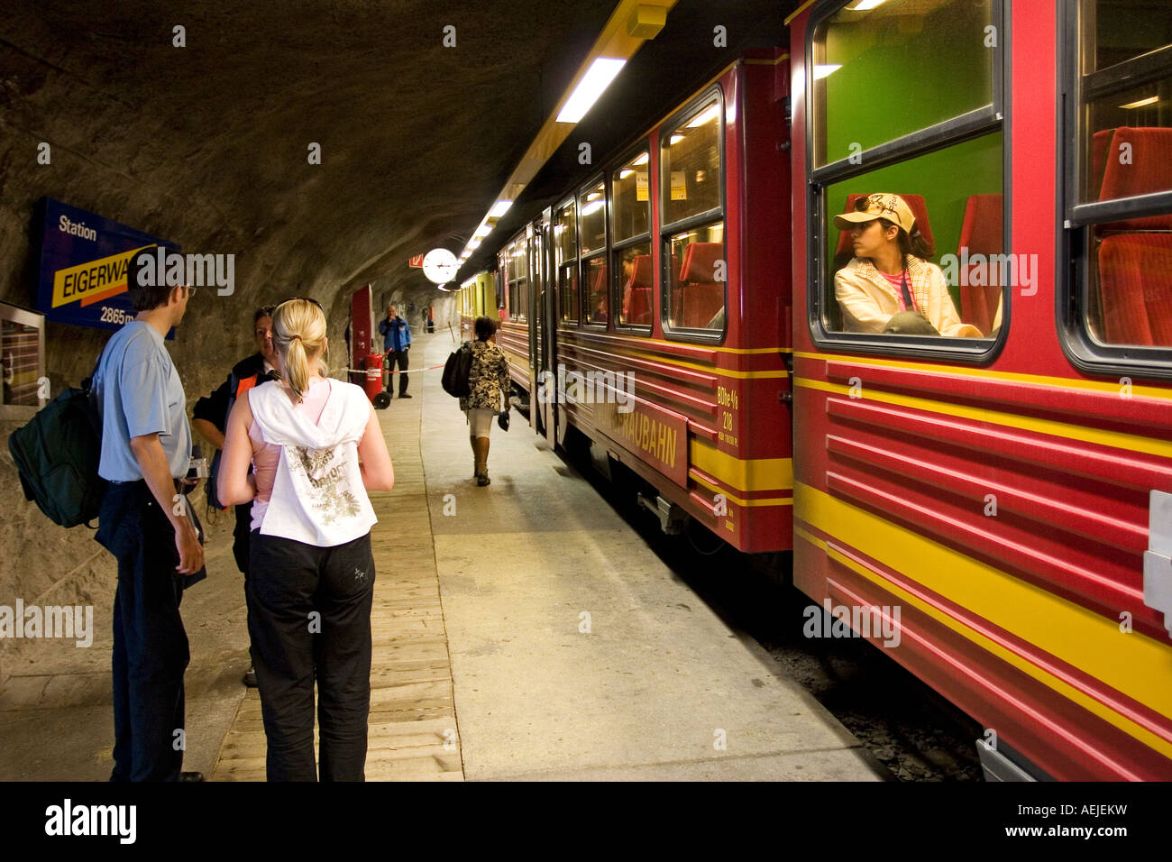 Jungfraubahn, Station Eigerwand, Bernese Oberland, Alps, Switzerland Stock Photo