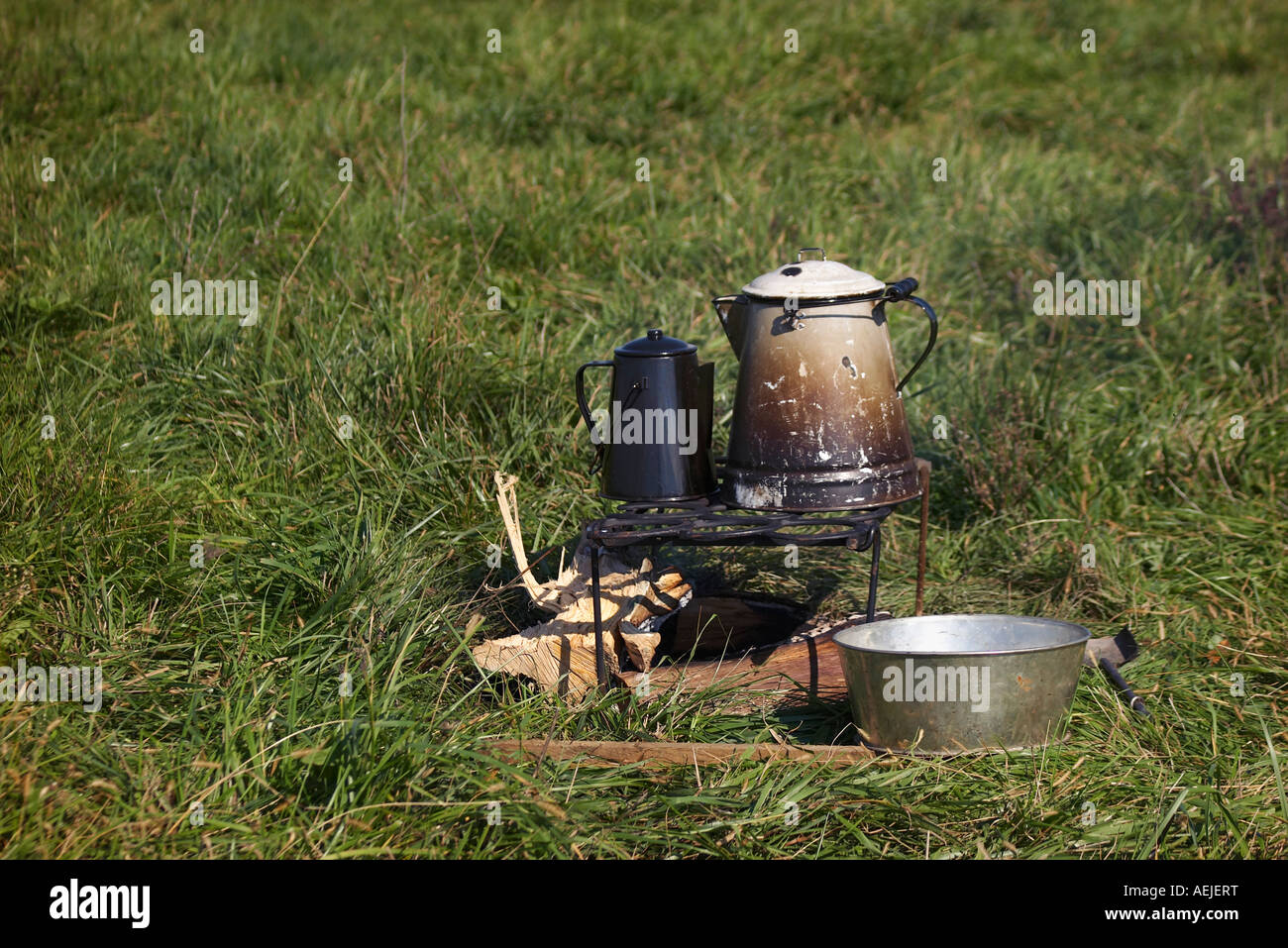 Preparation for a campfire Stock Photo