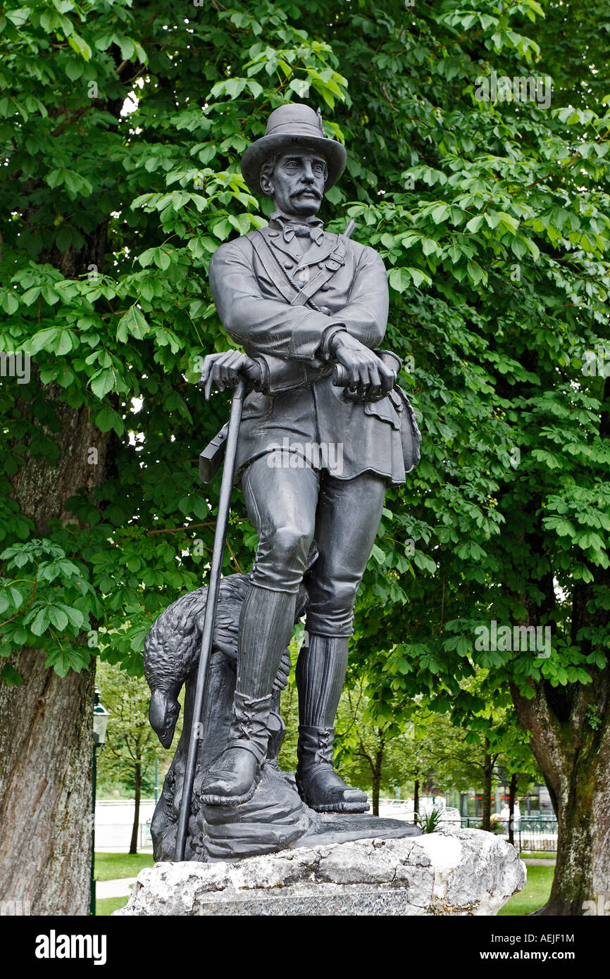 Bad Aussee, archduke Johann statue, Salzkammergut, Styria, Austria Stock Photo