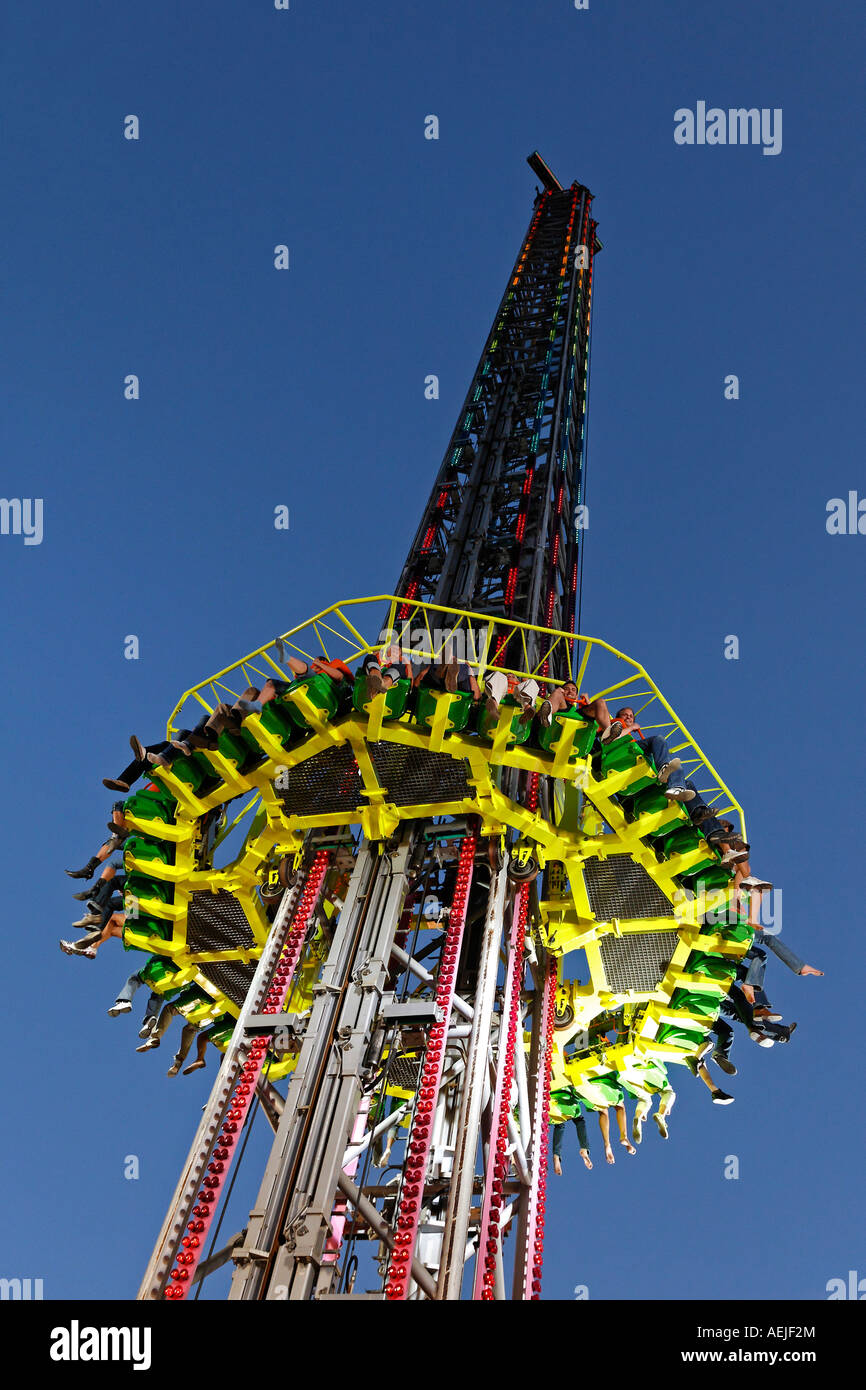 Funride Power Tower, Rhine fair, Duesseldorf, NRW, Germany Stock Photo