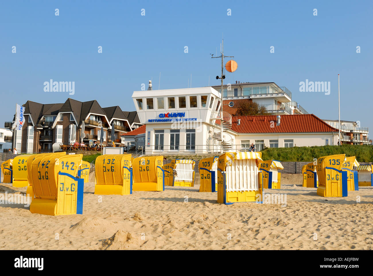Cuxhaven-Duhnen - coast guard station at the north sea beach - Lower Saxony, Germany, Europe. Stock Photo