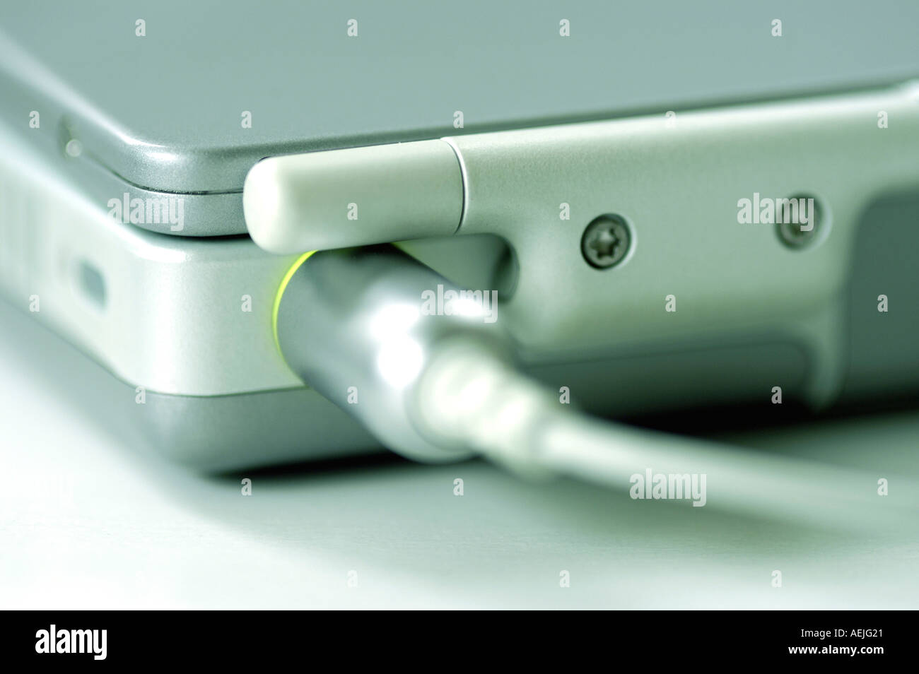 Power cord on back of laptop computer Stock Photo Alamy